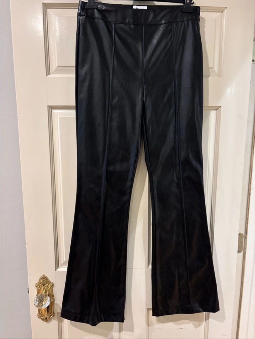 Princess Polly Black Faux Leather Flare Pants